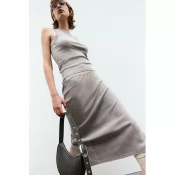 H M ribbed pencil skirt grey washed