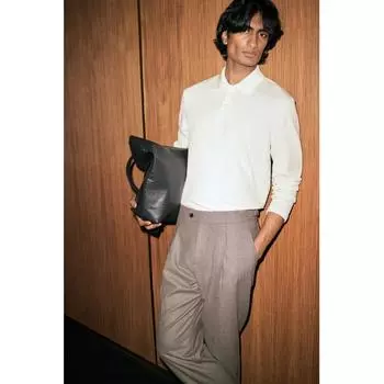 H M Ribbed Polo sHirt Regular Fit creaM S