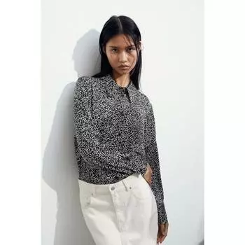 H&M рубашка с острым воротником, черный горошек 1086131032