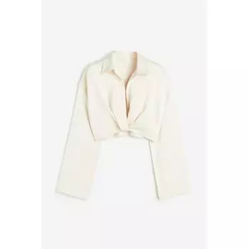 H M Satin cropped blouse light beige