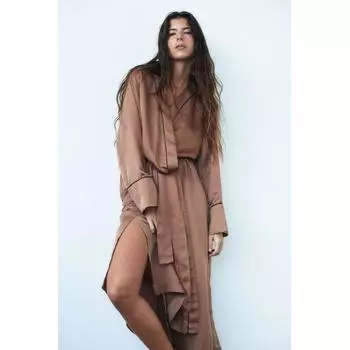 H M Satin Nightgown Brown