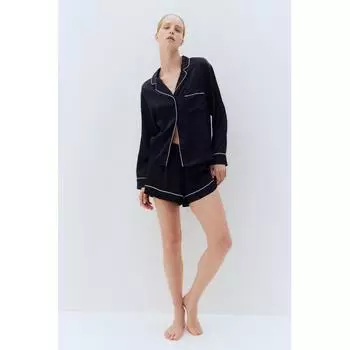 H M satin pajamas navy blue
