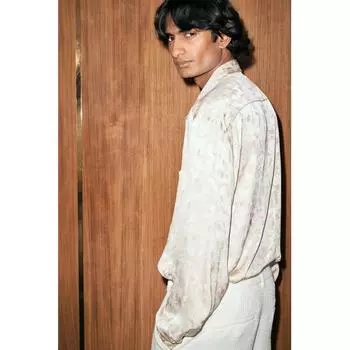 H M Satin sHirt Regular Fit creaM S