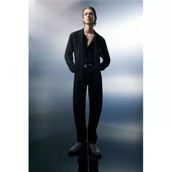 H M Scarf Collar sHirt Regular Fit Black M