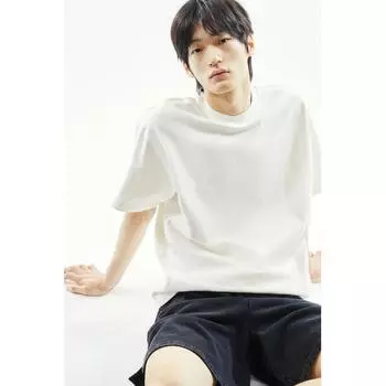 H M seaM DeTail T sHirT Loose fiT creaM XS