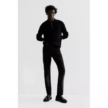 H M sliM Fit Cotton Twill Pants Black 2830