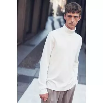 H M sliM Fit Fine Knit Polo Neck juMper wHite S