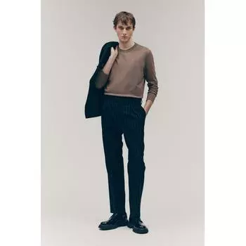 HM slimm Fit Тонкий вязаный свитер темно-бежевого цвета XS