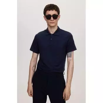 H M sliM Fit Lyocell Polo sHirt Navy Blue XS