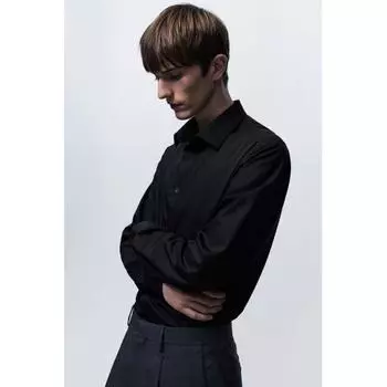 H M sliM Fit stretcH sHirt Black XS