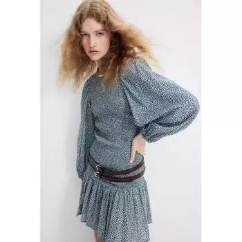 H M Smoking Dress Dark Turquoise Patterned