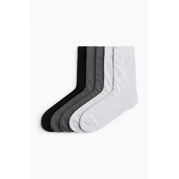 H M Socks Set Of 5 Pairs ligHt Grey Dark Gray 3739