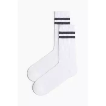 Носки HM белые серые в полоску 3739