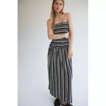 H M Strapless dress black stripe