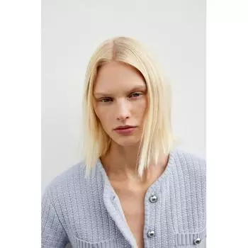 H M structured knit cardigan light blue