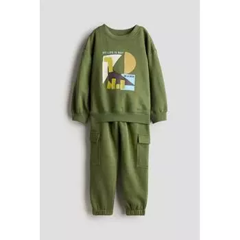 H M Sweat 2 piece set green dinosaur