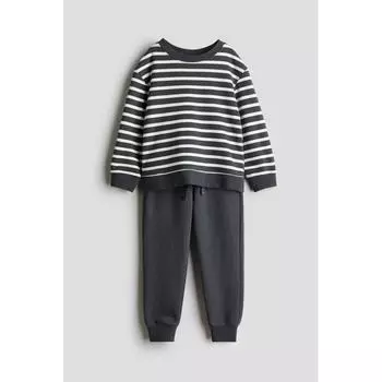 H M sweatshirt 2 piece set gray stripe