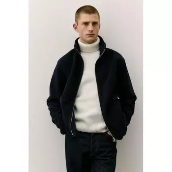 Куртка HM Teddy Regular Fit, темно-синяя XS