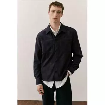 HM Textured oversHirt Regular Fit Navy Blue XS