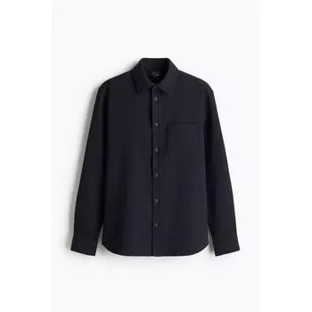 H M Textured Weave sHirt Regular Fit Navy Blue S