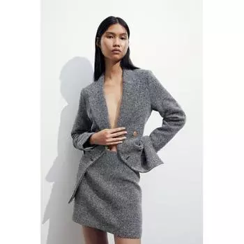 H&M текстурированная мини-юбка серая/соль и перец