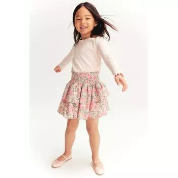 H M tiered skirt light pink floral