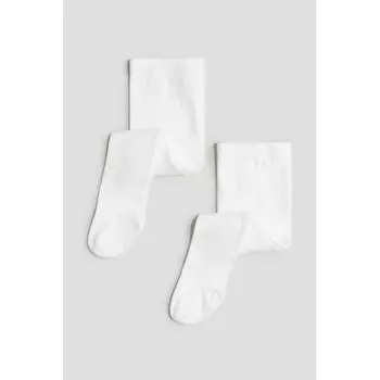 H M tights 2 pack white