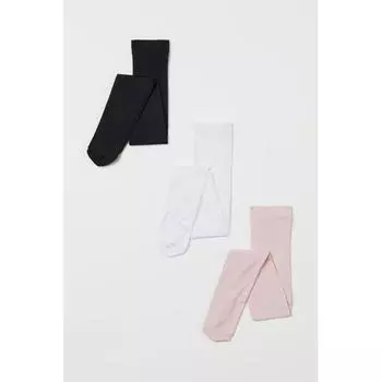 H M tights 3 pack light pink white black