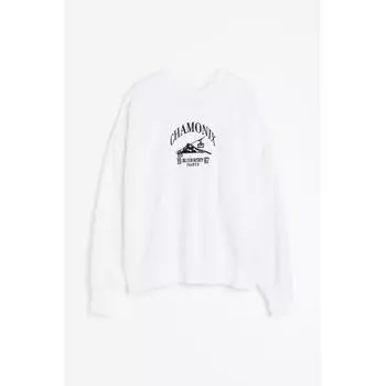 H&M толстовка оверсайз дизайн белый/Шамони