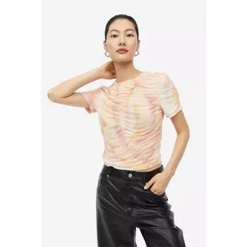 Топ с гофрированной сеткой HM Светло-бежевый Tie Dye 1206407001