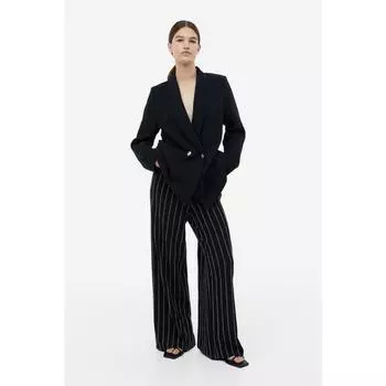 H&M трикотажные брюки без застежки, черные в тонкую полоску 1159964008