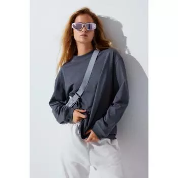 H&M трикотажный топ с длинными рукавами темно-серый 1113691008