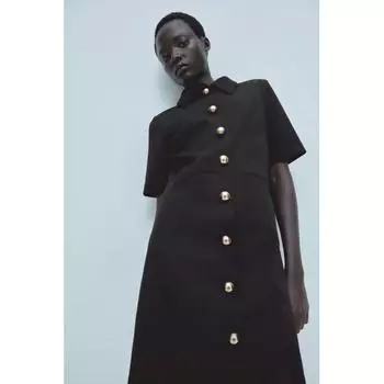 H M Twill Shirt Dress Black