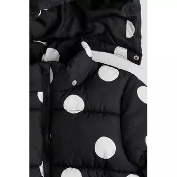 H M Water Repellent Coating Puff Jacket Black Dots