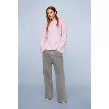 H&M вязаный свитер светло-розовый 1163363003