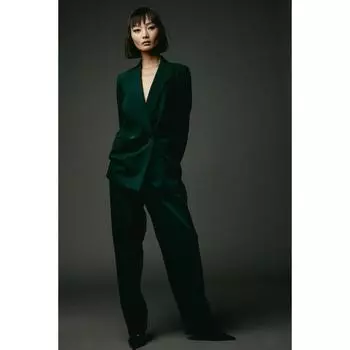 H&M зауженные брюки темно-зеленые 1177412006