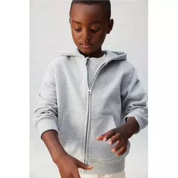 H M Zip Up Cotton Hoodie Light Grey Melange