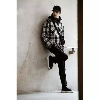 H M Zip Up oversHirt Regular Fit Black wHite cHeck S