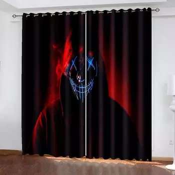 Hacker Soldier Red Dark Cool Детские оконные шторы в детской спальне, гостиной, зале, декоре кухни, шторах, жалюзи W50 X H130(CM)X2&Hook