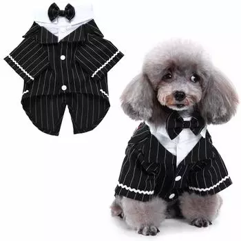 HACRAHO Dog 1 Pack Black Dog Tuxedo Costume Striped Dog Tuxedo Suit для свадьбы с галстуком-бабочкой для маленьких собак, кошек, смокинг на груди, щенки, 18,90