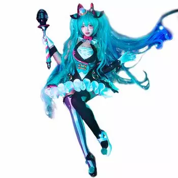Хацунэ Мику Косплей Живой Костюм One Piece Stage Light Blue Girls Magical Mirai 2019 Хэллоуин [milky time] Женский