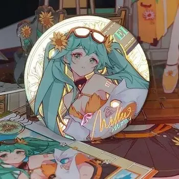 Хацунэ Мику, значки в стиле золотых подсолнухов, аниме-брошь, коллекционное украшение.