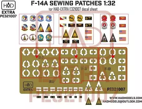 HAD Models Pilot Patch Etching Plate Plastic Model Parts HADPE321007 1/32 F-14A/D (VF-2/31/101) (Airplane)