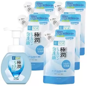 Hada Labo Gokujun Гиалуроновая пена для умывания лица и тела 160 мл Сменный блок 140 мл [x1] + [x5]