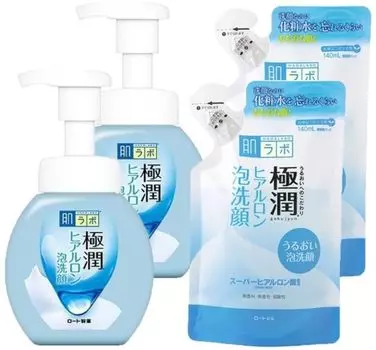 Hada Labo Gokujun Гиалуроновая пенка для умывания лица 160 мл Сменный блок 140 мл + [2 шт.]