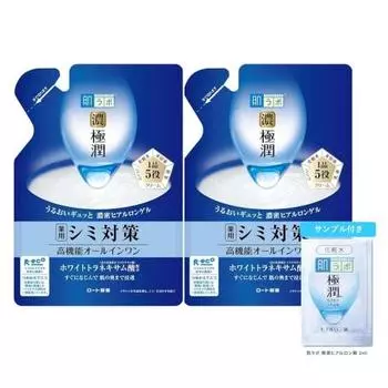 Hada Labo Gokujun Whitening Perfect Gel Refill 80g x 2 Set + Gokujun Sachet Included Unscented [Amazon.co.jp Exclusive]