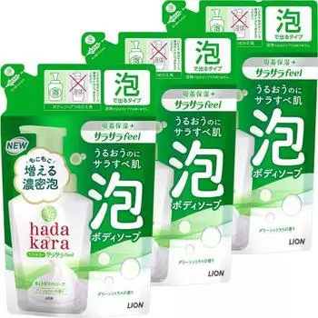 Hadakara Body Soap Foam с ароматом зеленого цитруса, сменный блок 420 мл x 3 шт., мягкое пенящееся мыло для тела