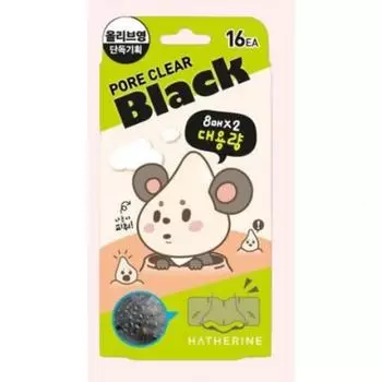 Haerin Pore Clear Black Nose Pack 16 листов большой емкости, 1 упаковка