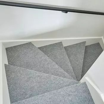 Hagihara Stair Mat with Landing 90 x 21 cm 15 90 x 90 cm 2 Suction mat Machine washable Cut OK Soundproof Made in Japan (Gray, Approx. pieces, Approx.