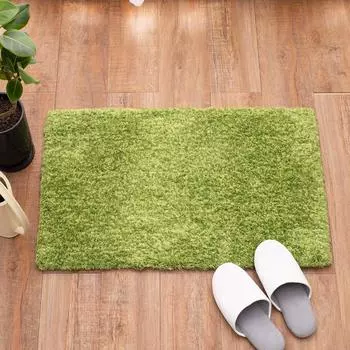 Hagiwara Entrance Mat Indoor Green 45 x 75cm Luxury Shaggy Mat Treatment Compatible with Hot Carpets and Floor Heating Approx. Rio Non-Slip